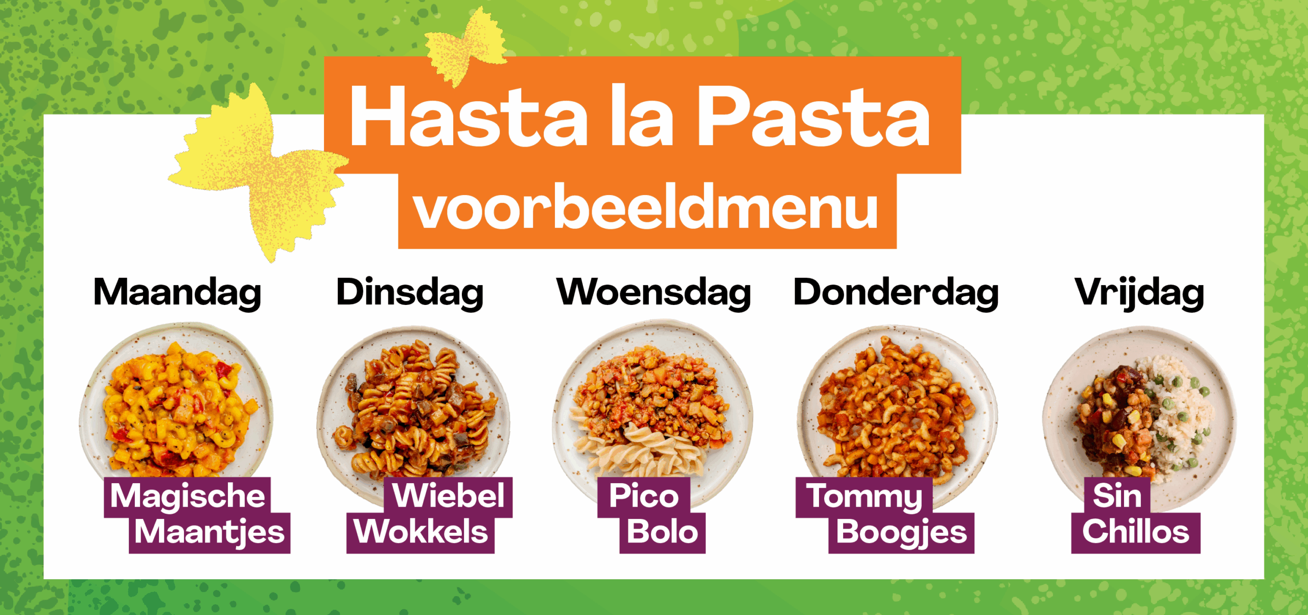 hasta la pasta voorbeeldmenu
